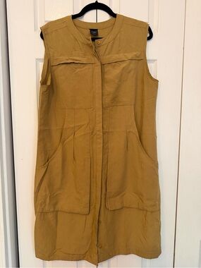Sleeveless Utility Shirt Dress - Tan